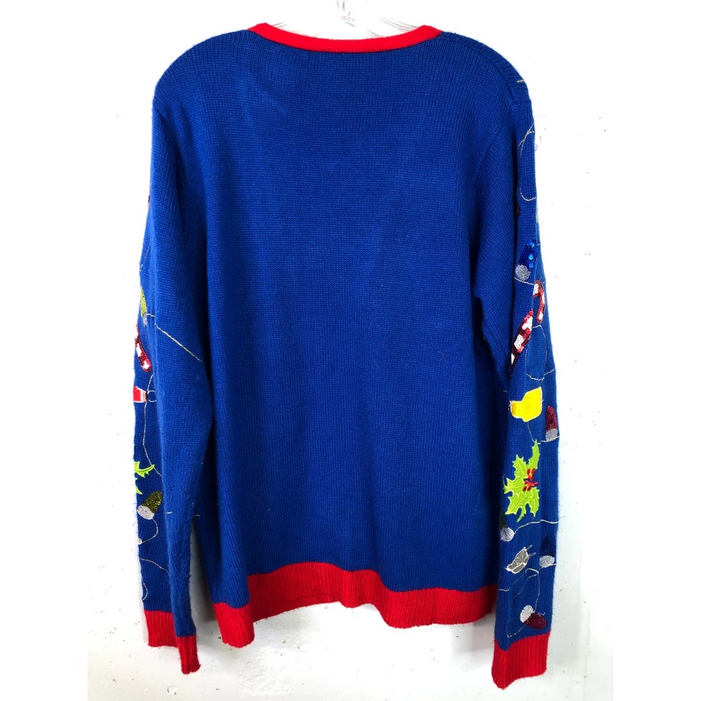 Womens JOLLY SWEATERS Ugly Christmas Sweater, Sz L Primary Colors - Picture 2 of 7